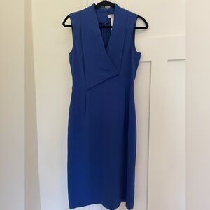 MaxMara Royal Blue Sleeveless V Neck Cocktail Formal Mid Length Dress | US 8